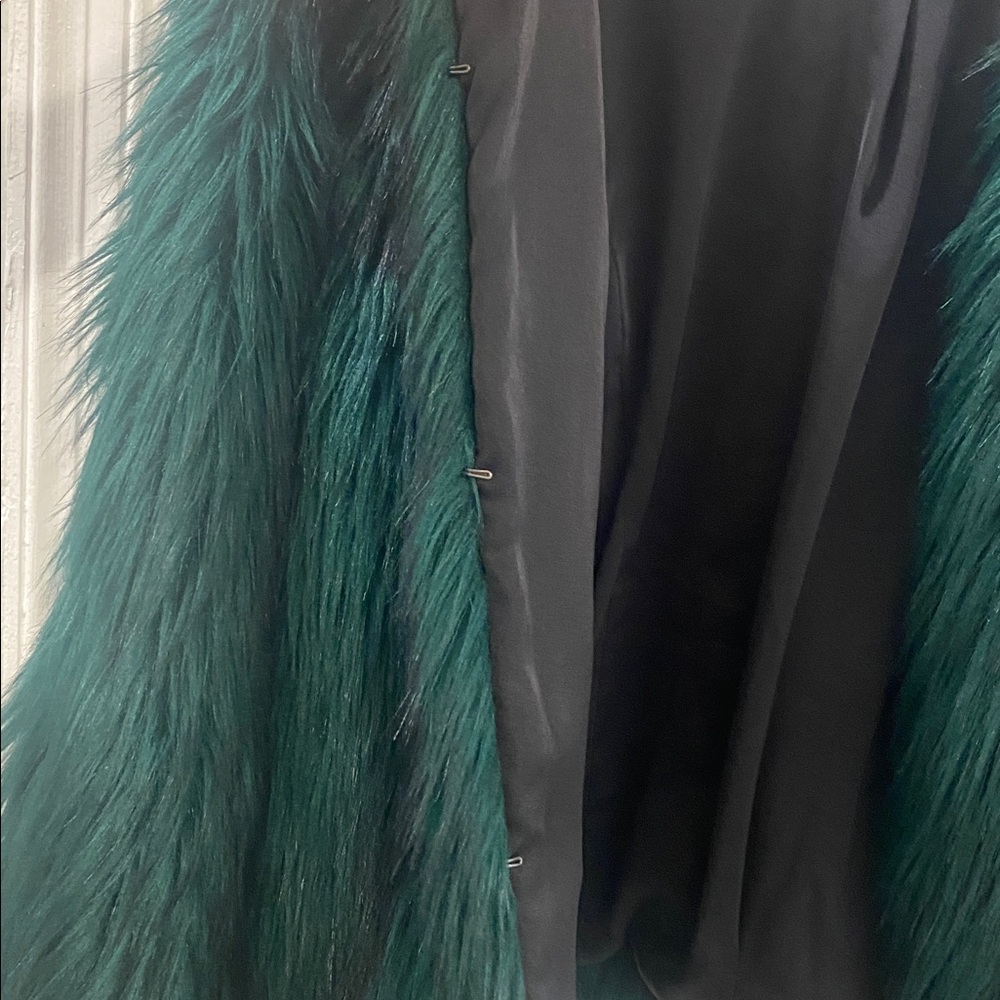 Guess Emerald Green Faux Fur Coat Jacket Medium - Picture 7 of 9
